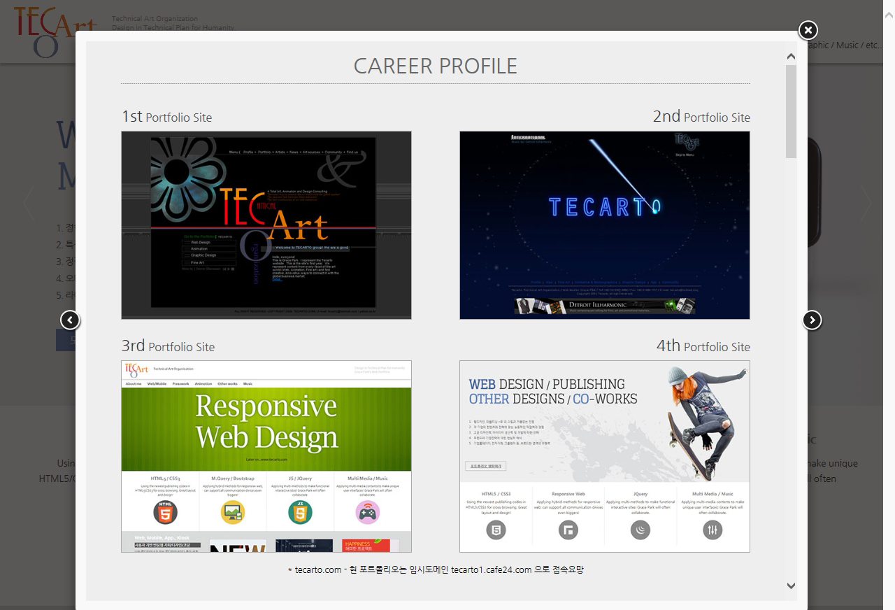 Tecarto Portfolio Site Design - web